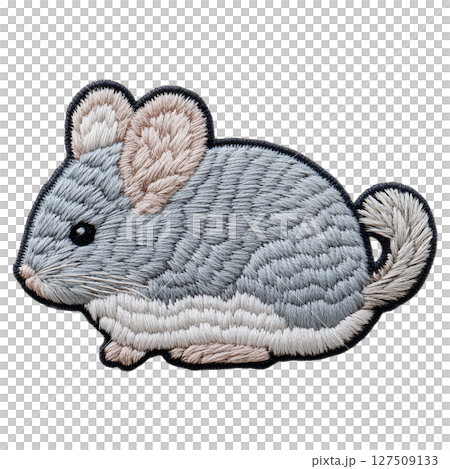 Grey Chinchilla Embroidered Patch 127509133