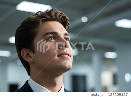 Confident businessman looking up 127509327