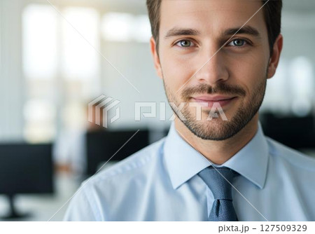 Confident businessman portrait in office Confident businessman portrait in office 127509329