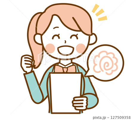 テストがいい成績だったブレザー制服の学生の女の子のイラスト素材 テストがいい成績だったブレザー制服の学生の女の子のイラスト素材 127509358