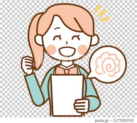 テストがいい成績だったブレザー制服の学生の女の子のイラスト素材 テストがいい成績だったブレザー制服の学生の女の子のイラスト素材 127509358
