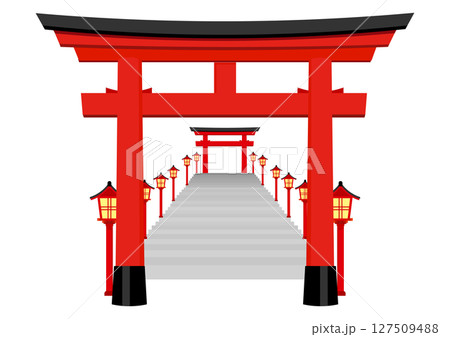 鳥居と灯篭の階段 127509488