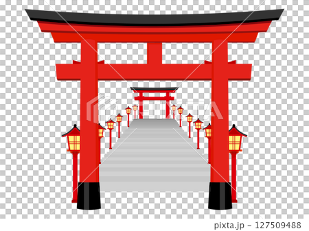 鳥居と灯篭の階段 127509488