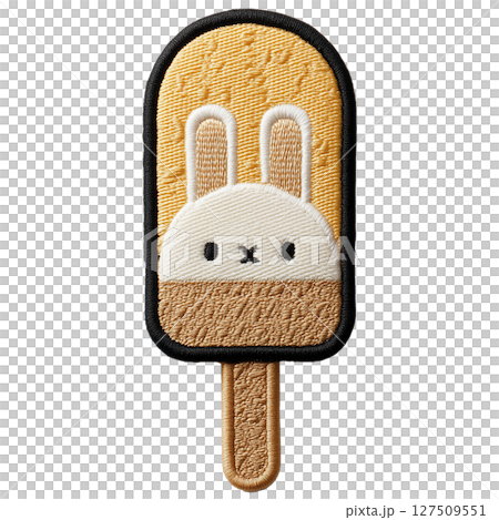 うさぎモチーフのアイスキャンディー刺繍ワッペン 127509551