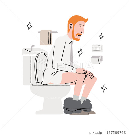 清潔なトイレに座る男性 127509768