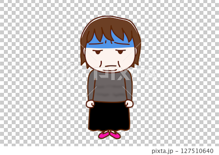 (Full-body front) A fat woman with a pale face and a sulky look (Full-body front) A fat woman with a pale face and a sulky look 127510640