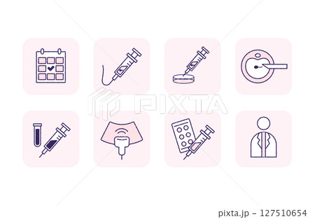 不妊治療の内容アイコンセット（人工授精・内診・検査など） 127510654