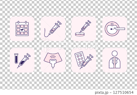 不妊治療の内容アイコンセット（人工授精・内診・検査など） 127510654