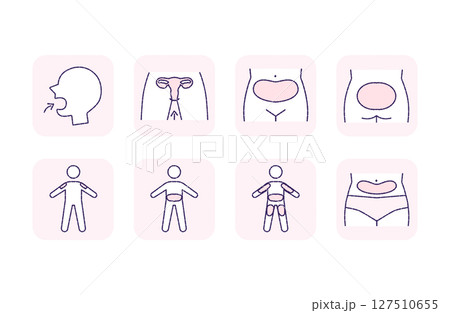 投薬・服薬・体の部位を示すアイコンセット 127510655
