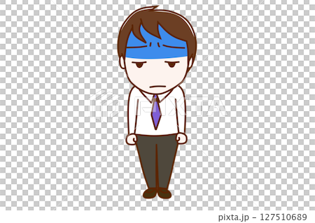 (Full-body front) A man with a pale face and in a bad mood 127510689