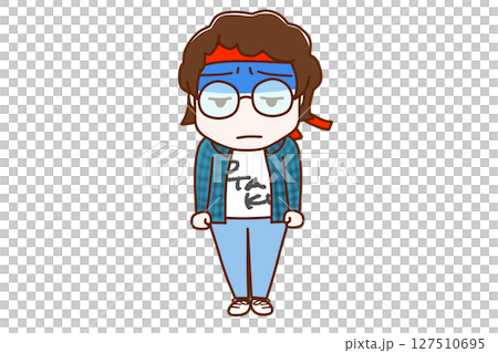 (全身正面)臉色蒼白、悶悶不樂的戴眼鏡宅男 (全身正面)臉色蒼白、悶悶不樂的戴眼鏡宅男 127510695