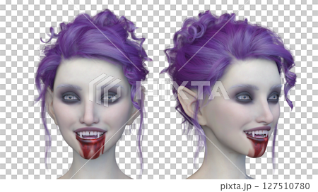 女吸血鬼臉部特寫 女吸血鬼臉部特寫 127510780