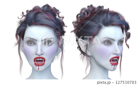 女性ヴァンパイアの顔クローズアップ 127510783