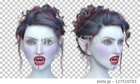 女性ヴァンパイアの顔クローズアップ 127510783