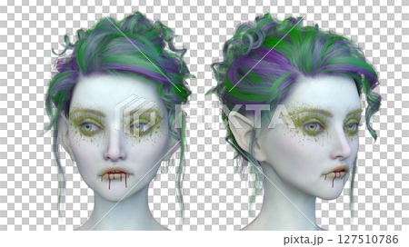 Female vampire face close up 127510786