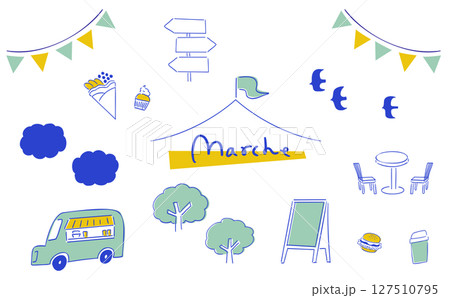 マルシェ_手描きイラストセット｜カラー 127510795