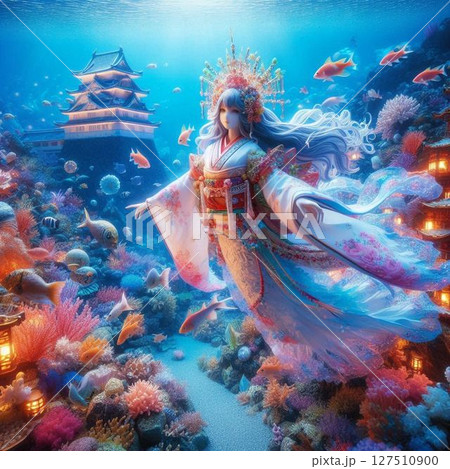 青い海を舞う竜宮城の乙姫様② 127510900