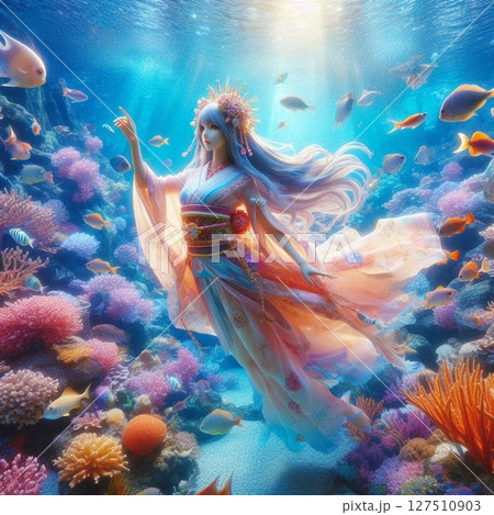 青い海を舞う竜宮城の乙姫様⑤ 青い海を舞う竜宮城の乙姫様⑤ 127510903