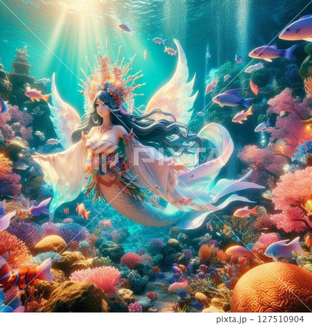 青い海を舞う竜宮城の乙姫様⑥ 青い海を舞う竜宮城の乙姫様⑥ 127510904