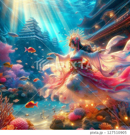 青い海を舞う竜宮城の乙姫様⑦ 127510905