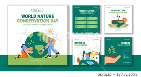 World Nature Conservation Day Flat Cartoon Illustration for Social Media Awareness Post 127511058