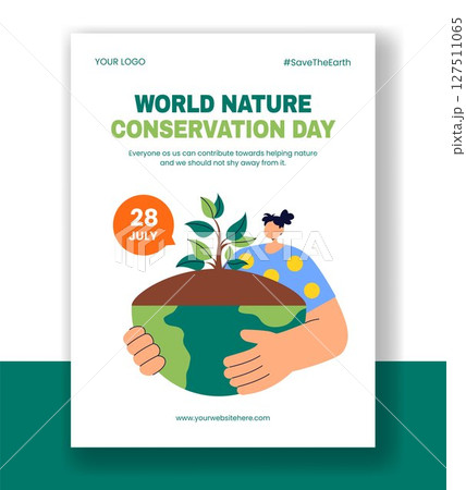 Hand Drawn Flat Illustration Template for Nature Conservation Social Media Vertical Poster 127511065