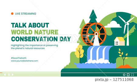 World Nature Conservation Awareness Illustration with Flat Design Background for Video Thumbnail 127511068