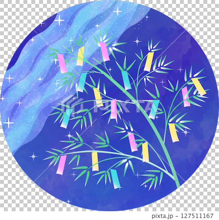 七夕夜空與紙條插畫 127511167