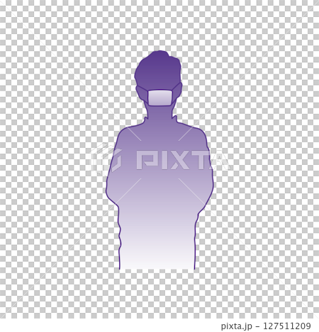 一位戴著面具的老人的輪廓插圖集 127511209