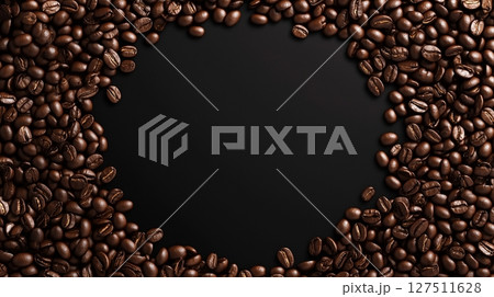 Coffee bean organic quality botanical garden copy space dark background 127511628