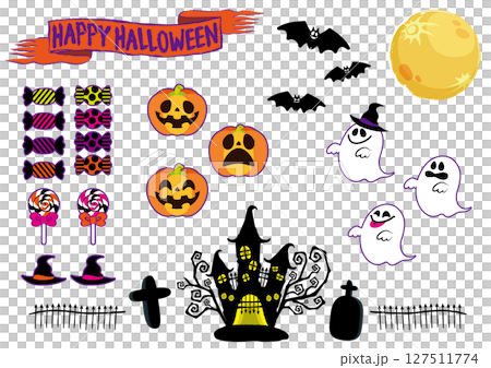 Cute illustration set with Halloween motif 127511774