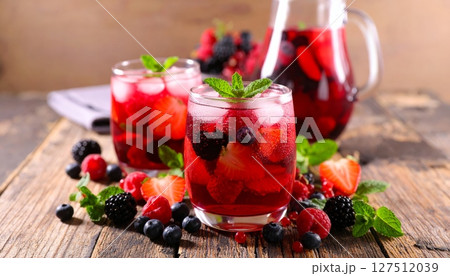 Fresh berry cocktail with mint 127512039