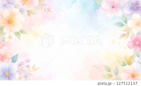 Pink floral spring background with blossoming flowers and decorative border Pink floral spring background with blossoming flowers and decorative border 127512137