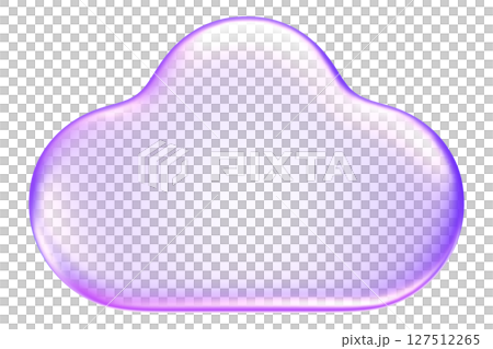 Glassmorphism cloud icon in purple hue, symbolizing storage, weather, or cloud computing, 3d rendering 127512265