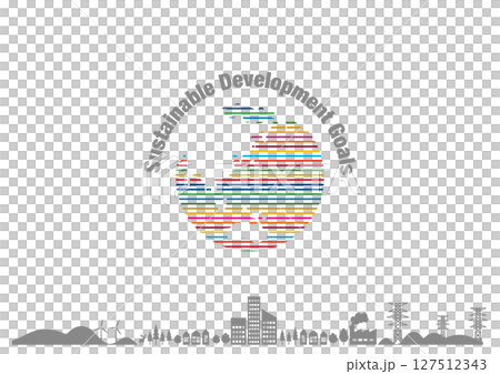 受永續發展目標啟發的17色地球標誌和城市景觀背景材料 127512343