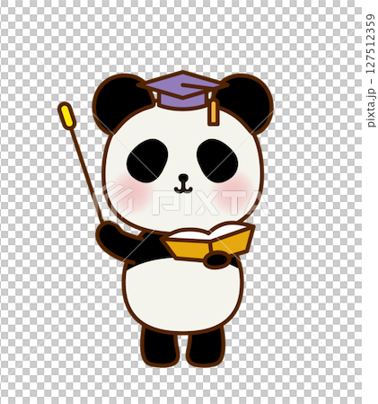 博士帽をかぶったパンダの先生のかわいいイラスト 127512359