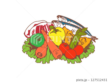 野菜の盛り合わせイラスト 127512431