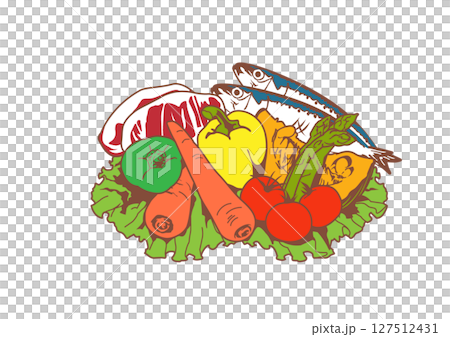 野菜の盛り合わせイラスト 127512431