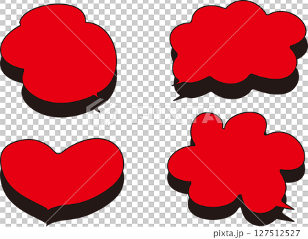 一組四個帶有紅色背景黑色陰影的語音泡泡 一組四個帶有紅色背景黑色陰影的語音泡泡 127512527