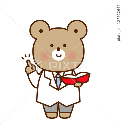 白衣を着たくまの指差しイラスト（ベクター素材） 127512642