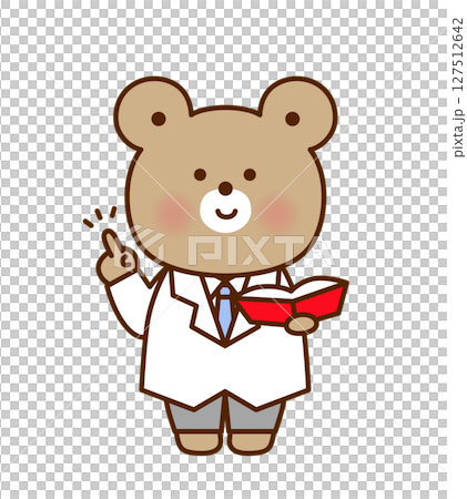 白衣を着たくまの指差しイラスト（ベクター素材） 127512642