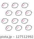 並んだうさぎの練り切り 127512992