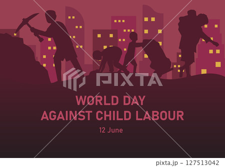 World Day Against Child Labour evocative illustration displaying struggle. Vector illustration World Day Against Child Labour evocative illustration displaying struggle. Vector illustration 127513042