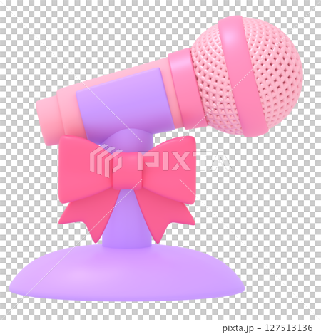 Pink microphone and microphone stand with ribbon Pink microphone and microphone stand with ribbon 127513136