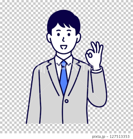 一名西裝革履的男子做出「OK」手勢 127513353