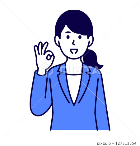 OKサインをするスーツ姿の女性 OKサインをするスーツ姿の女性 127513354