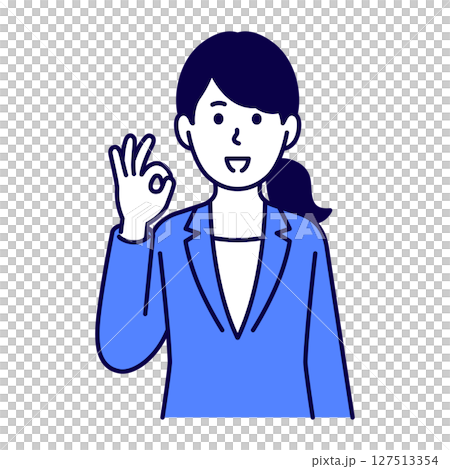 OKサインをするスーツ姿の女性 OKサインをするスーツ姿の女性 127513354