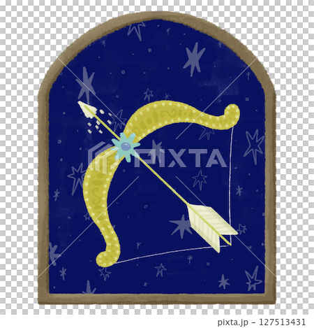 射手座-12 星座的可愛手繪插圖 127513431