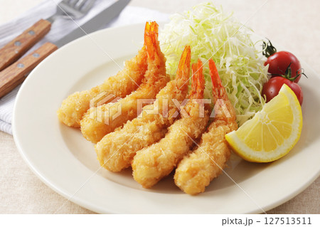 カラッと揚がったエビフライ カラッと揚がったエビフライ 127513511