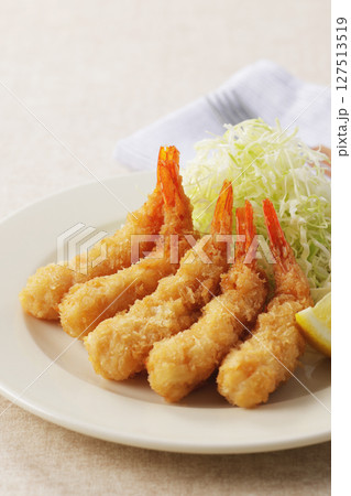カラッと揚がったエビフライ カラッと揚がったエビフライ 127513519